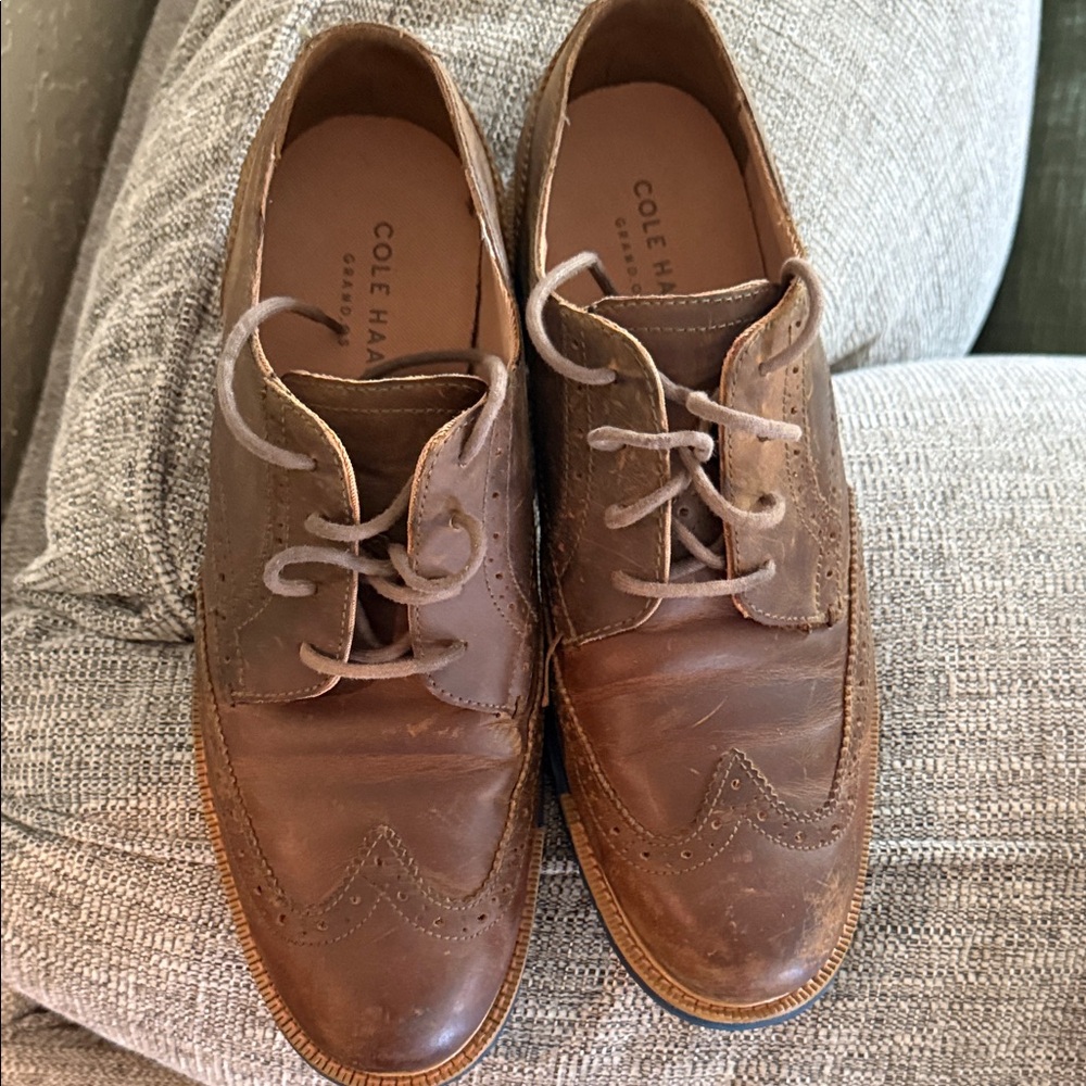 Cole Haan Brown Leather Wingtip Derby Oxfords